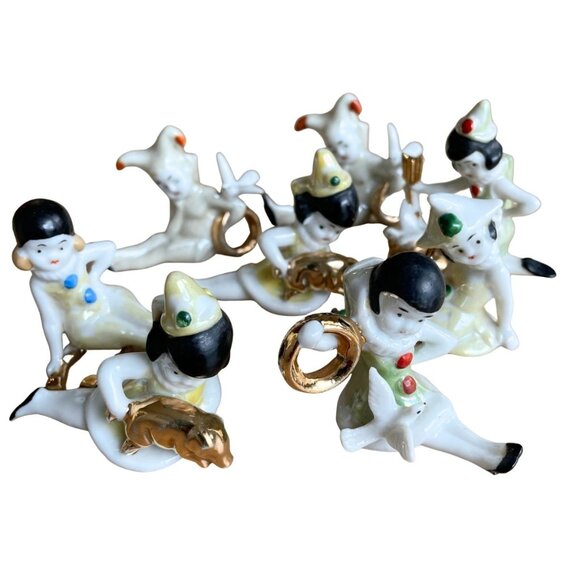 VINTAGE RARE Set of 8 Clown Name Place Card Holders